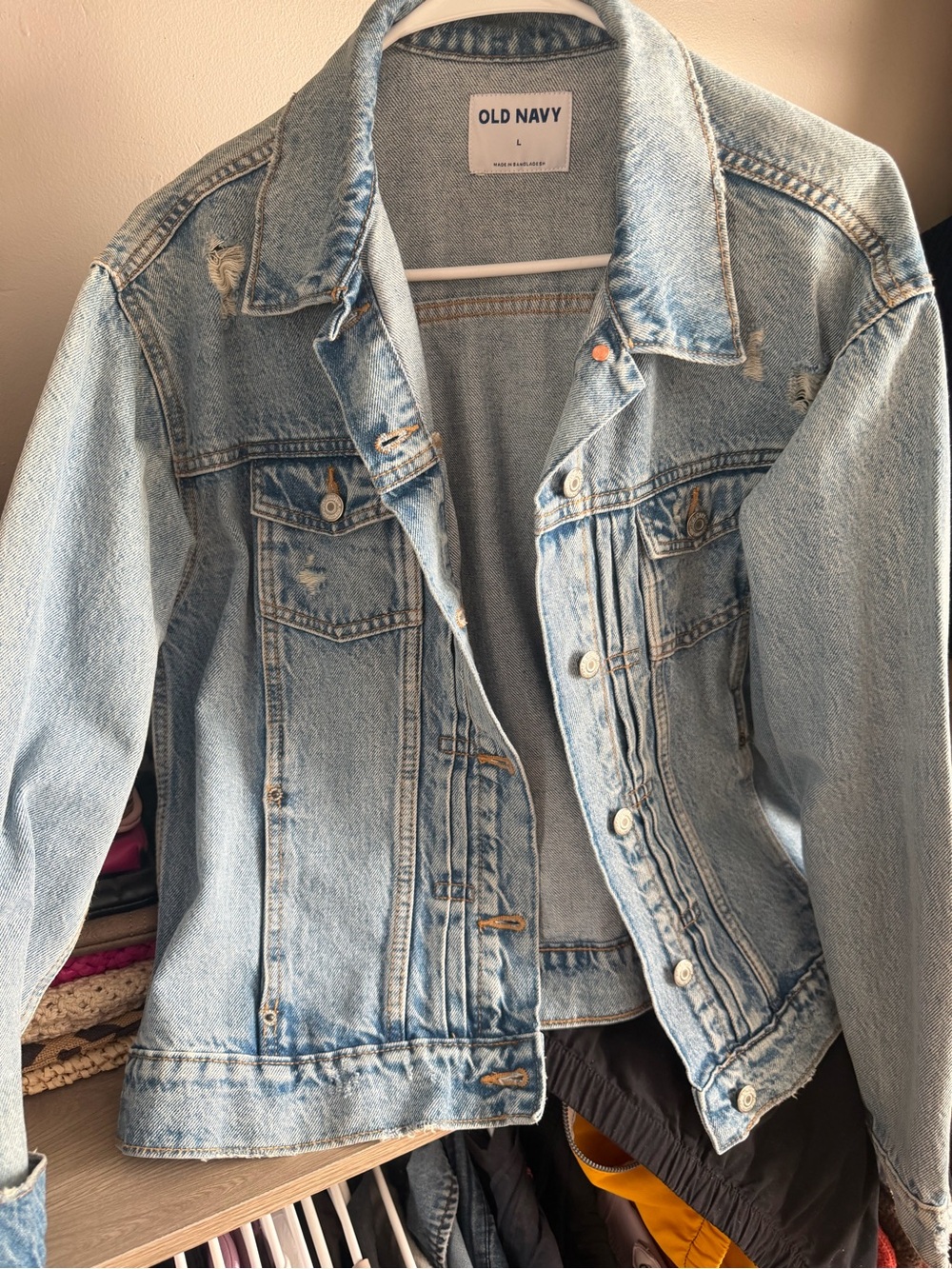 Brand new distressed Old Navy Washed Light Blue Denim Jacket -
